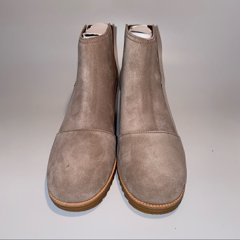 Sorel Cate Cut Out Ankle Boots Block Heel Suede - Picture 2 of 5